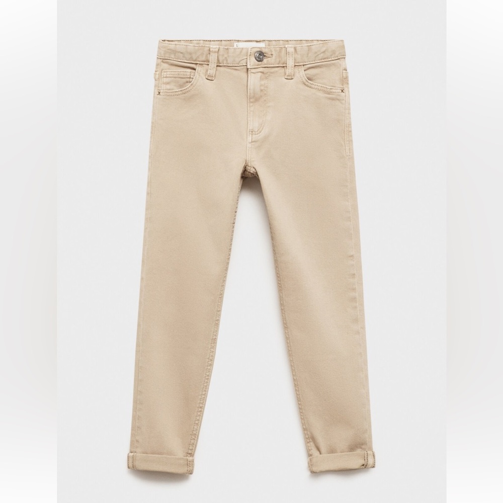 NWT Mango Boy’s Straight-Fit Cotton Trousers Color: Medium Brown Size: 10
